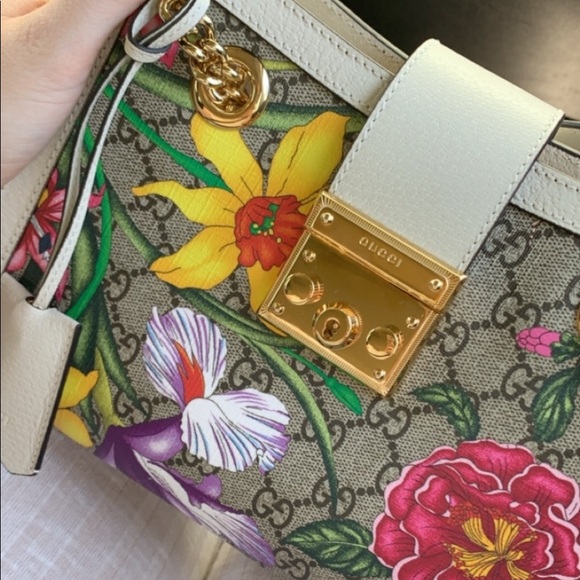 Padlock GG Floral small shoulder bag - Picture 6 of 13
